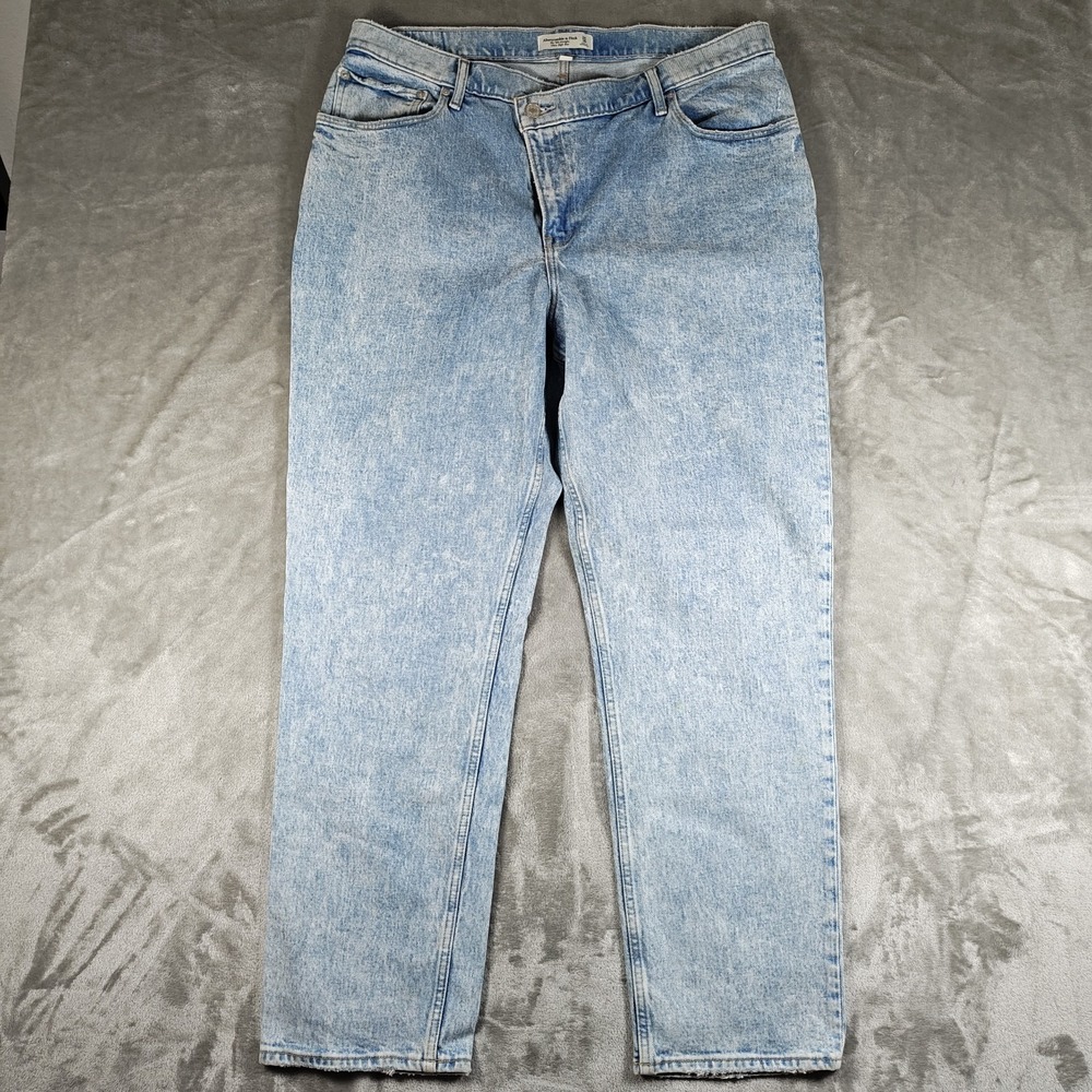 Abercrombie Fitch Jeans Women 34 18 Blue 90s Straight Ultra High Rise Light Wash